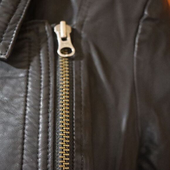 Free People Black Pleather Moto Zip Jacket Small - Picture 9 of 15